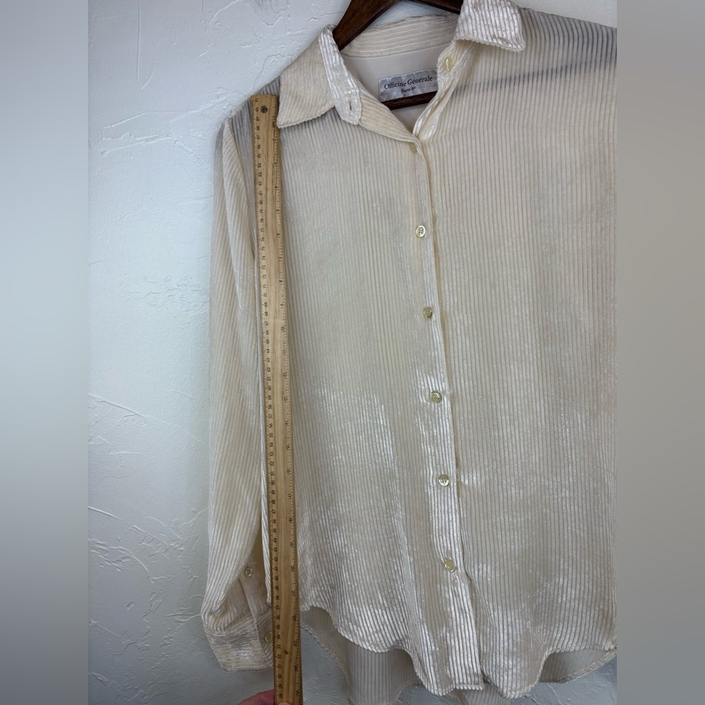 OFFICINE GENERALE $515 Designer Velvet Silk Corduroy Shirt Blouse Top Button Up - Picture 10 of 15